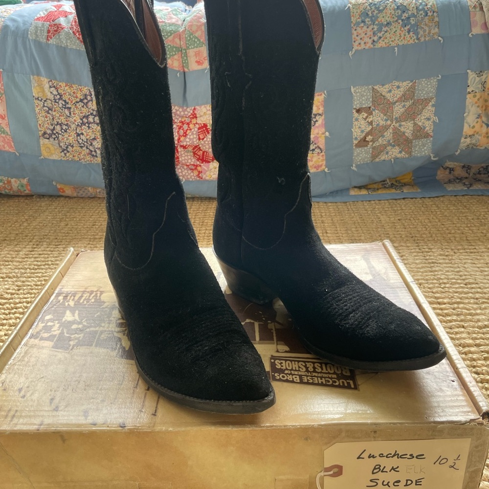 Lucchese Men’s Black Suede Boots